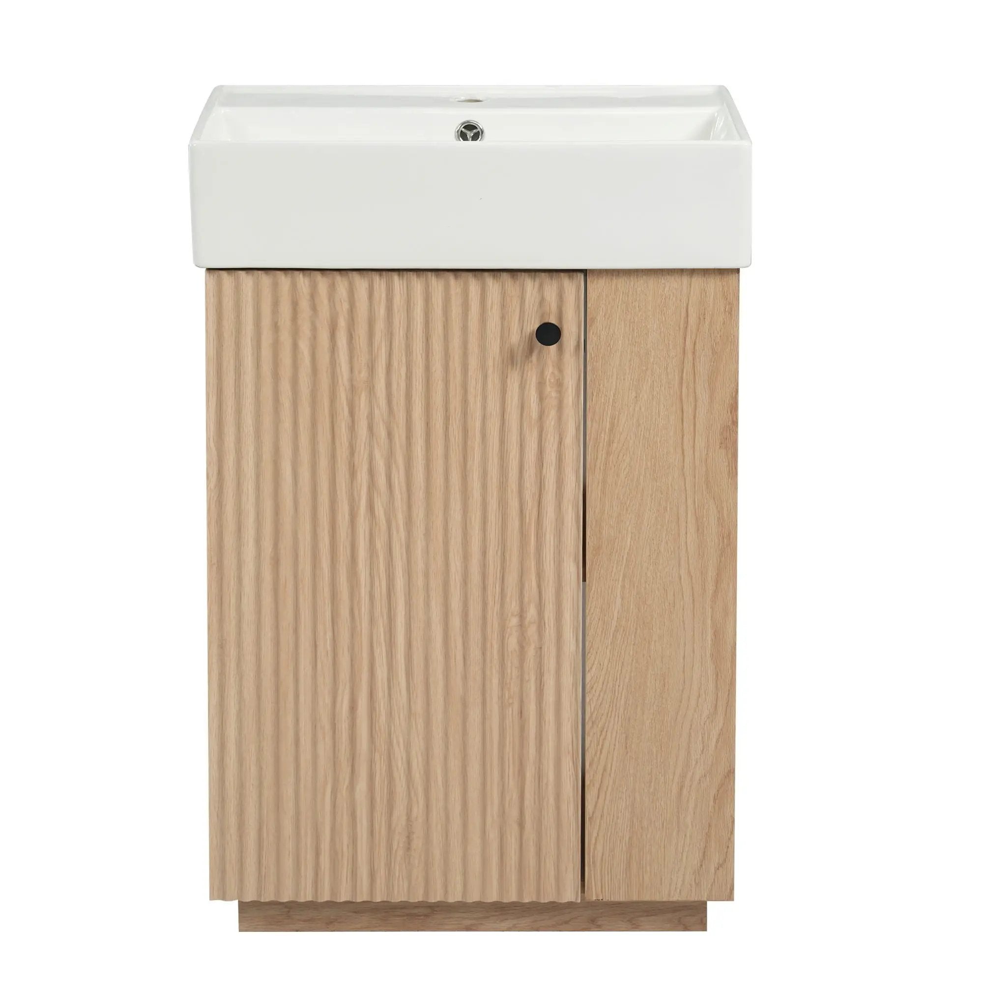 Bathroom Vanity With Sink, Freestanding Wood Grain Cabinet With Storage by HouseOfZazla