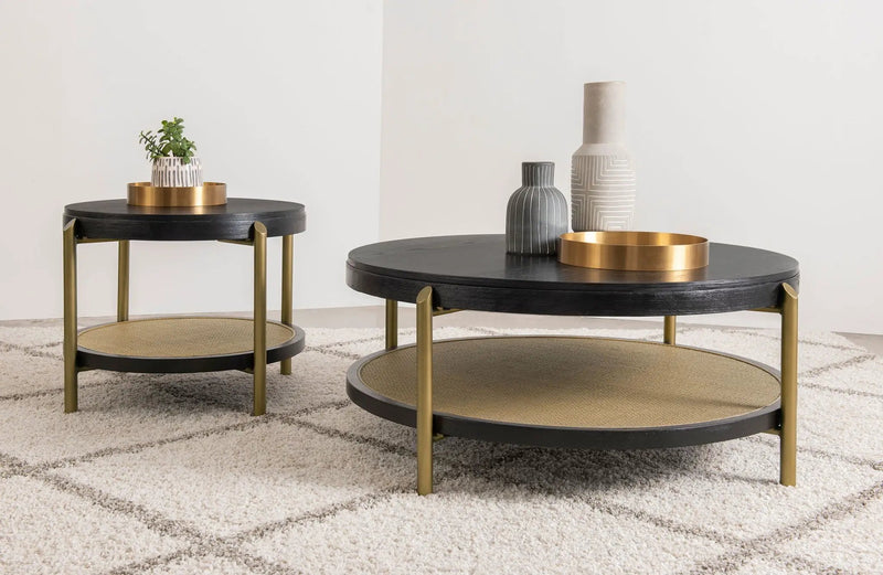 Arini 2-piece Round Coffee and End Table Set Black by Unique Piece Furniture