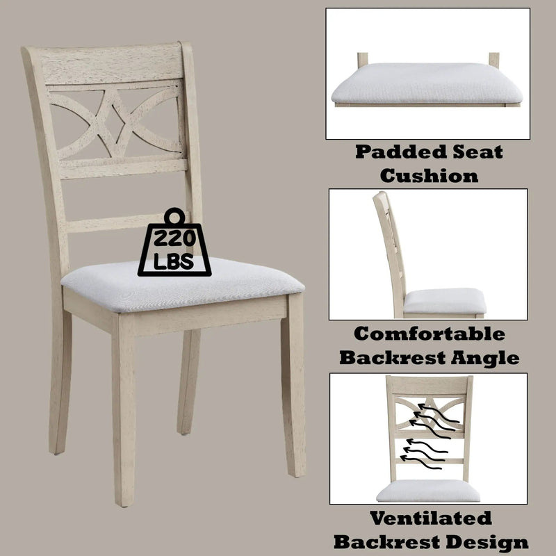 Ferris - 7 Piece Dining Set With Cross Back Chairs And Rectangular Table - Antique White by HouseOfZazla