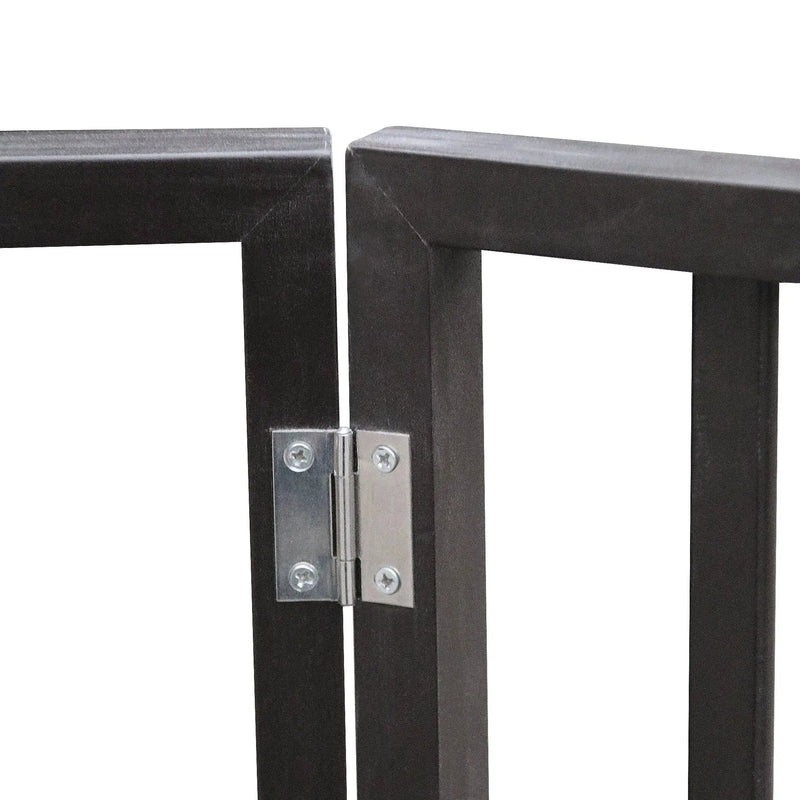 Pet Gate Dog Gate For Doorways, Stairs Or House Freestanding, Folding - Dark Brown by HouseOfZazla