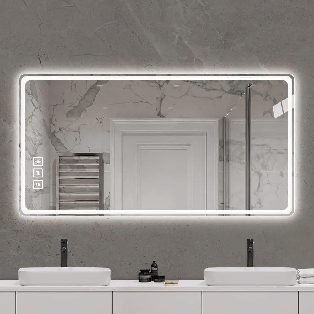 Bathroom Mirror Vanity Mirrors With Front Lights, Wall Mounted, Anti-Fog, Frameless, Horizontal Or Vertical by Unique Piece Furniture