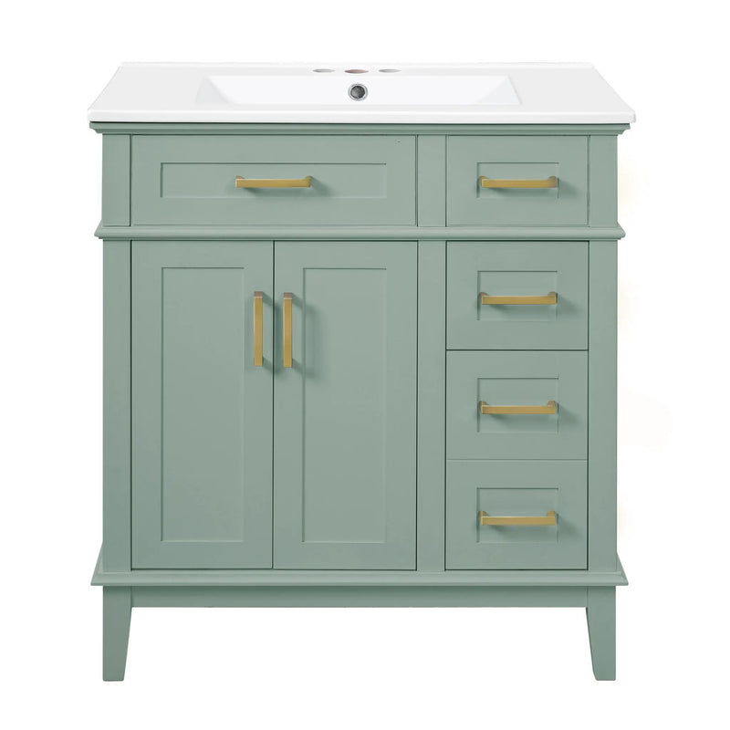 Modern Bathroom Vanity With Sink, Storage Cabinet, Soft Close Doors, Deep & Standard Drawers