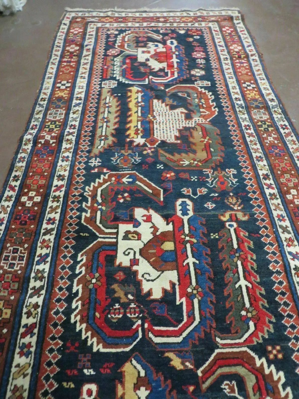 3' 7" X 14' Antique Handmade Caucasian Wool Rug Carpet Nice by Jewel Rugs