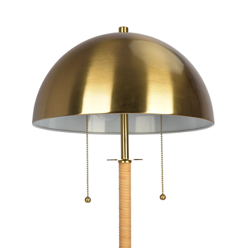 Allure - 2 Light Floor Lamp, Gold, Natural Tube, Double On / Off Pull Chain - Gold / Rattan by Unique Piece Furniture