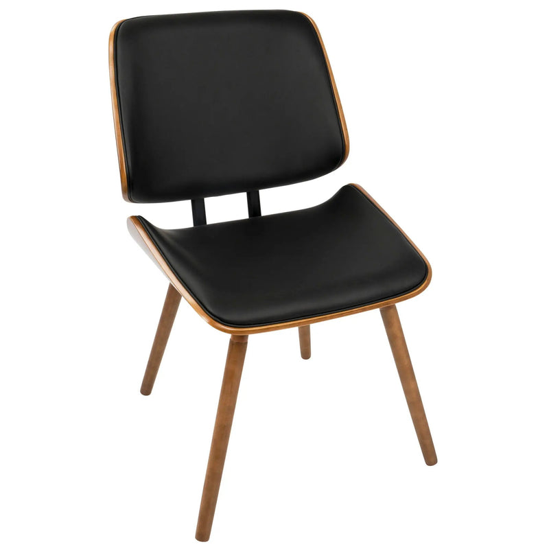 Lombardi - Mid-Century Modern Dining / Chair (Set of 2) - Walnut / Black by HouseOfZazla