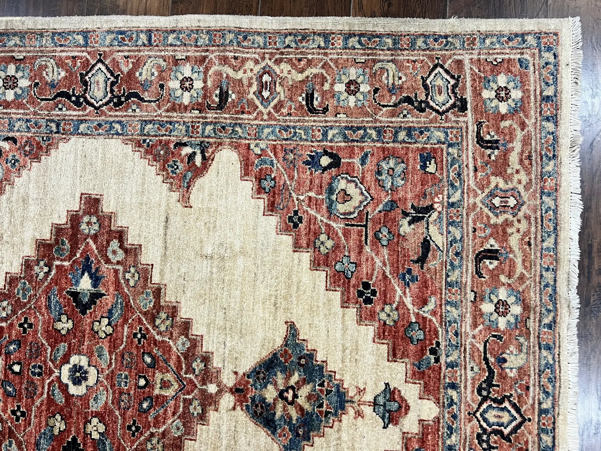 Peshawar Rug 5x7, Wool Hand Knotted Handmade Vintage Carpet, Serapi Design, Pakistani Rug 5 x 7 ft, Medium Sized, Geometric Rug by Jewel Rugs