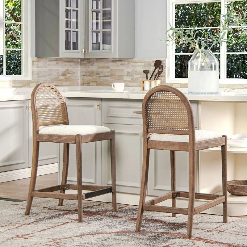 Panama - Curved Back Cane Counter Stool (Set of 2) by Unique Piece Furniture
