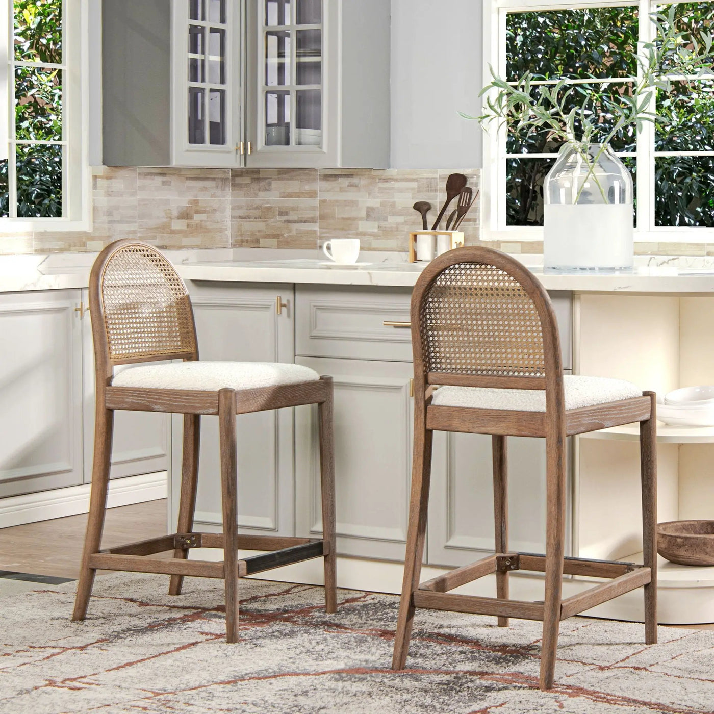 Panama - Curved Back Cane Counter Stool (Set of 2) by Unique Piece Furniture