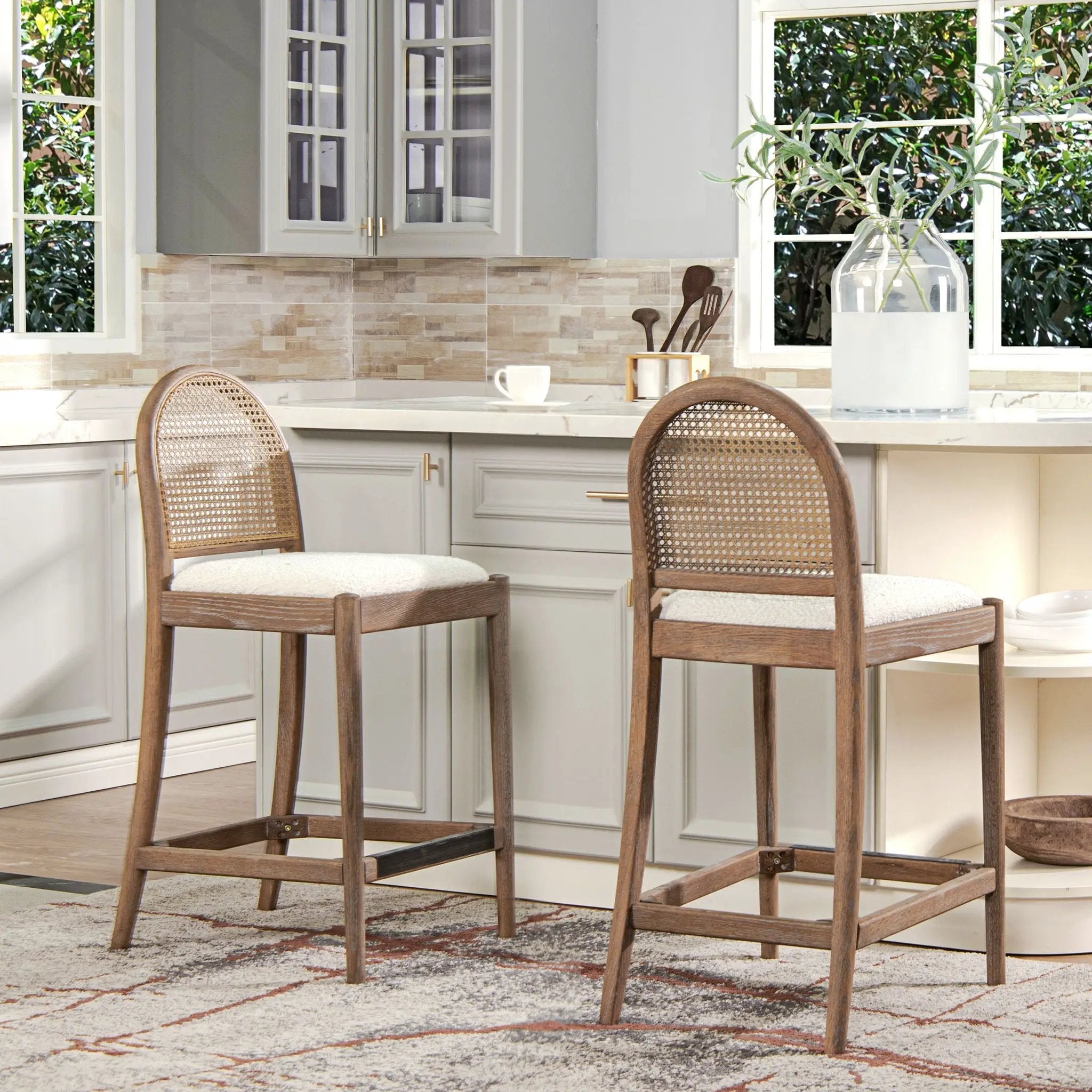 Panama - Curved Back Cane Counter Stool (Set of 2) by Unique Piece Furniture