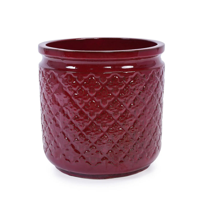 3 Pieces Ceramic Flowerpot Set, Bean Paste Red by HouseOfZazla