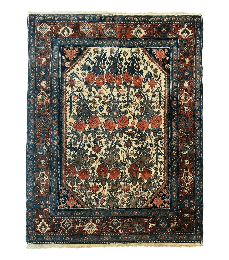 Persian Tribal Rug 3x5, Antique Persian Carpet, Floral Roses, Handmade, Persian Zanjan Rug by Jewel Rugs