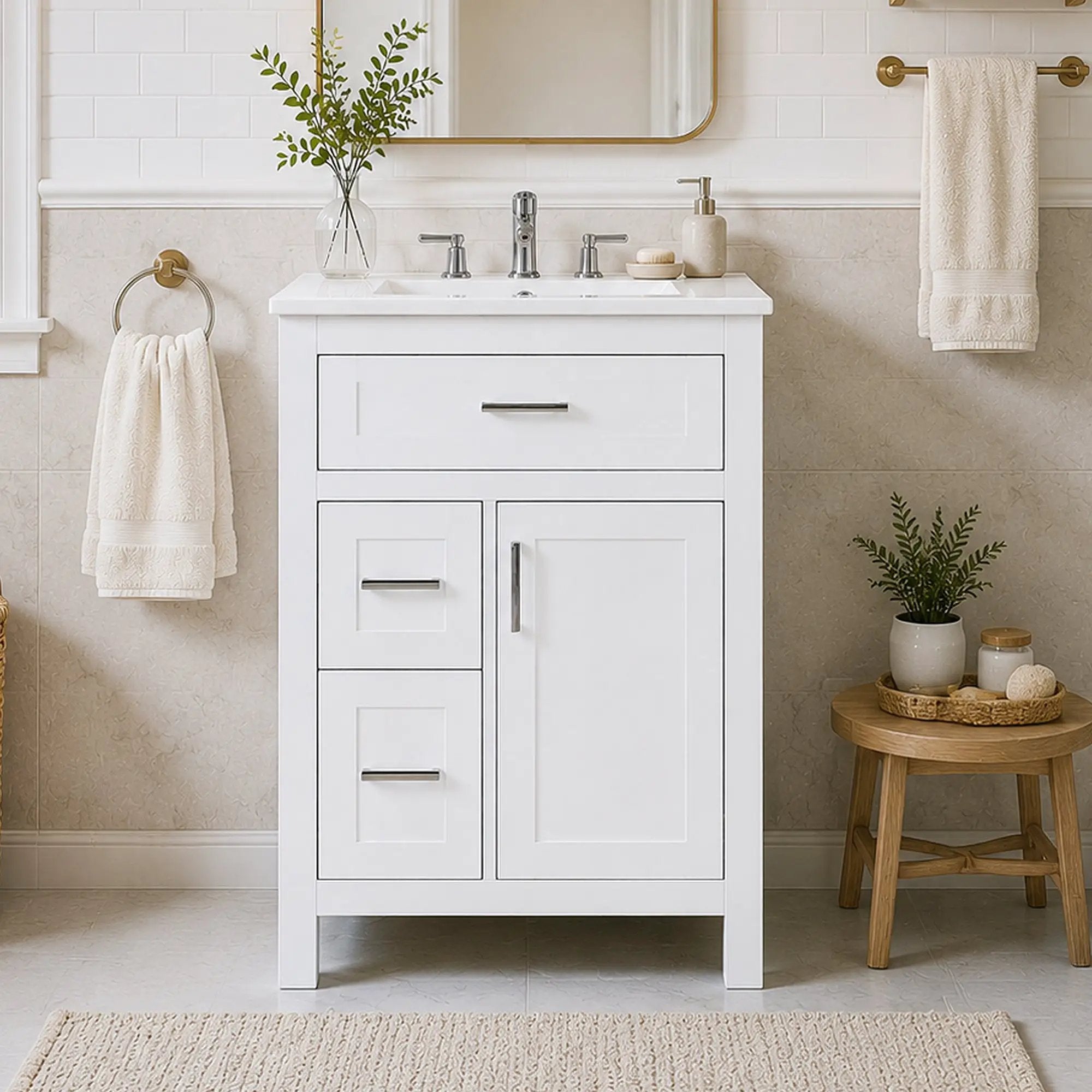 24 Inch Bathroom Vanity with Ceramic Sink by HouseOfZazla
