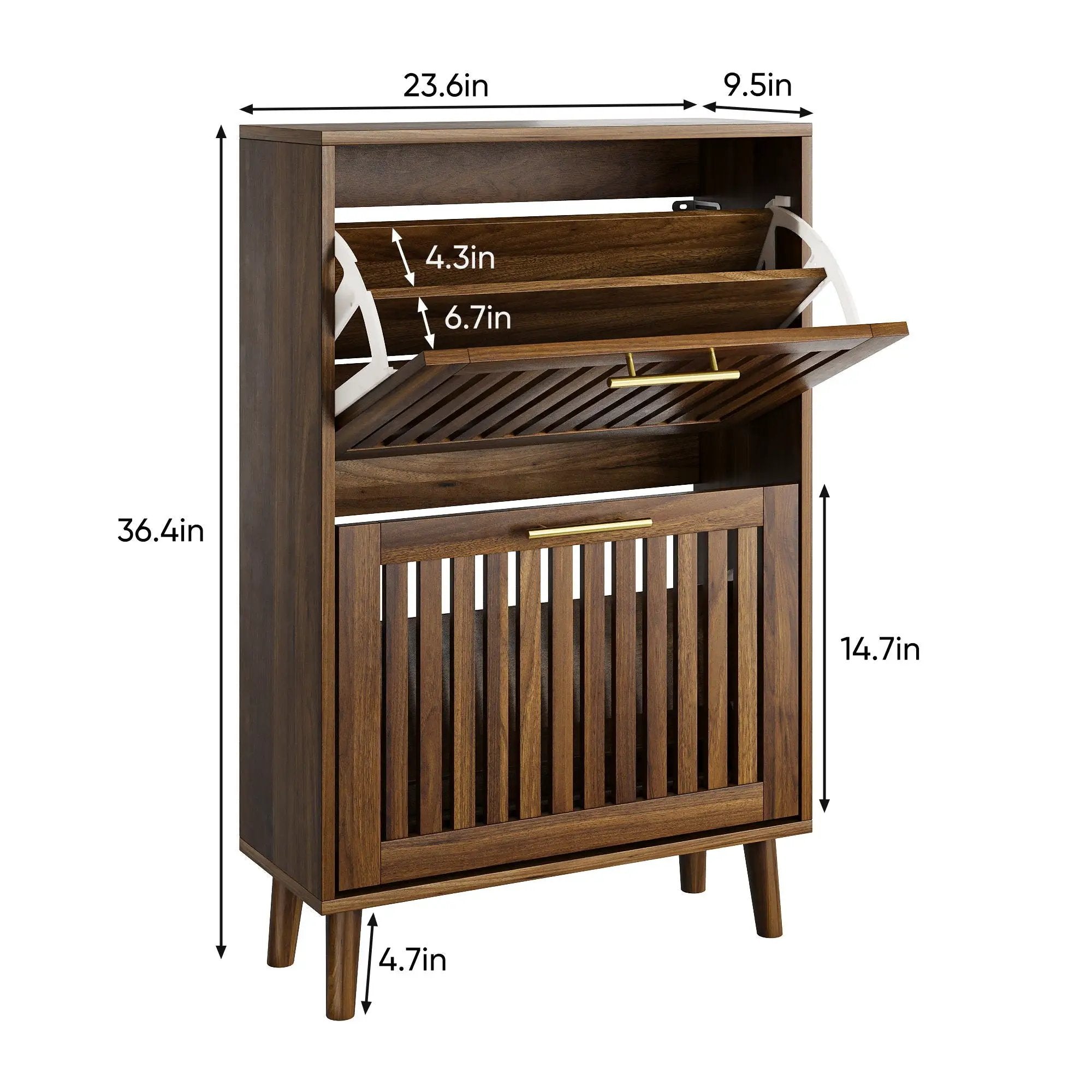 Medieval Modern Shoe Cabinet With 2 Flip Drawers And Fence Design by Unique Piece Furniture