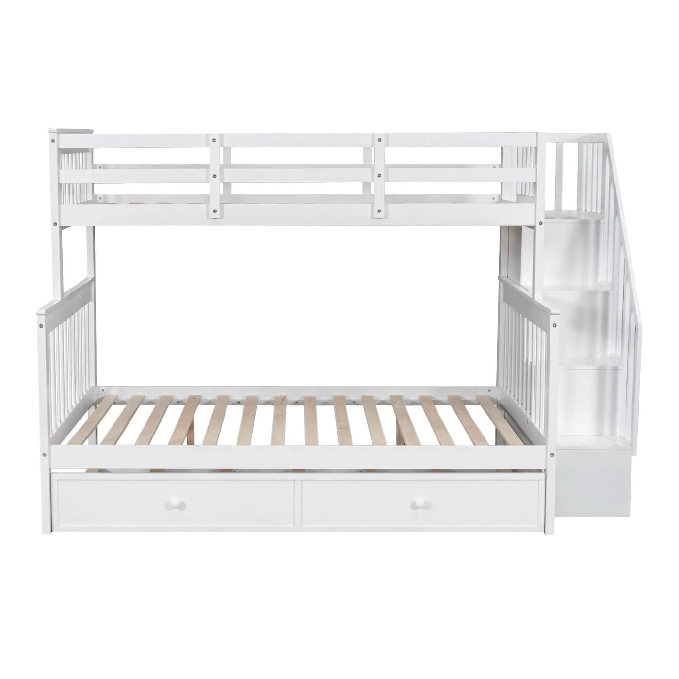 Bunk Bed With Twin Size Trundle, Storage And Guard Rail For Bedroom by Unique Piece Furniture