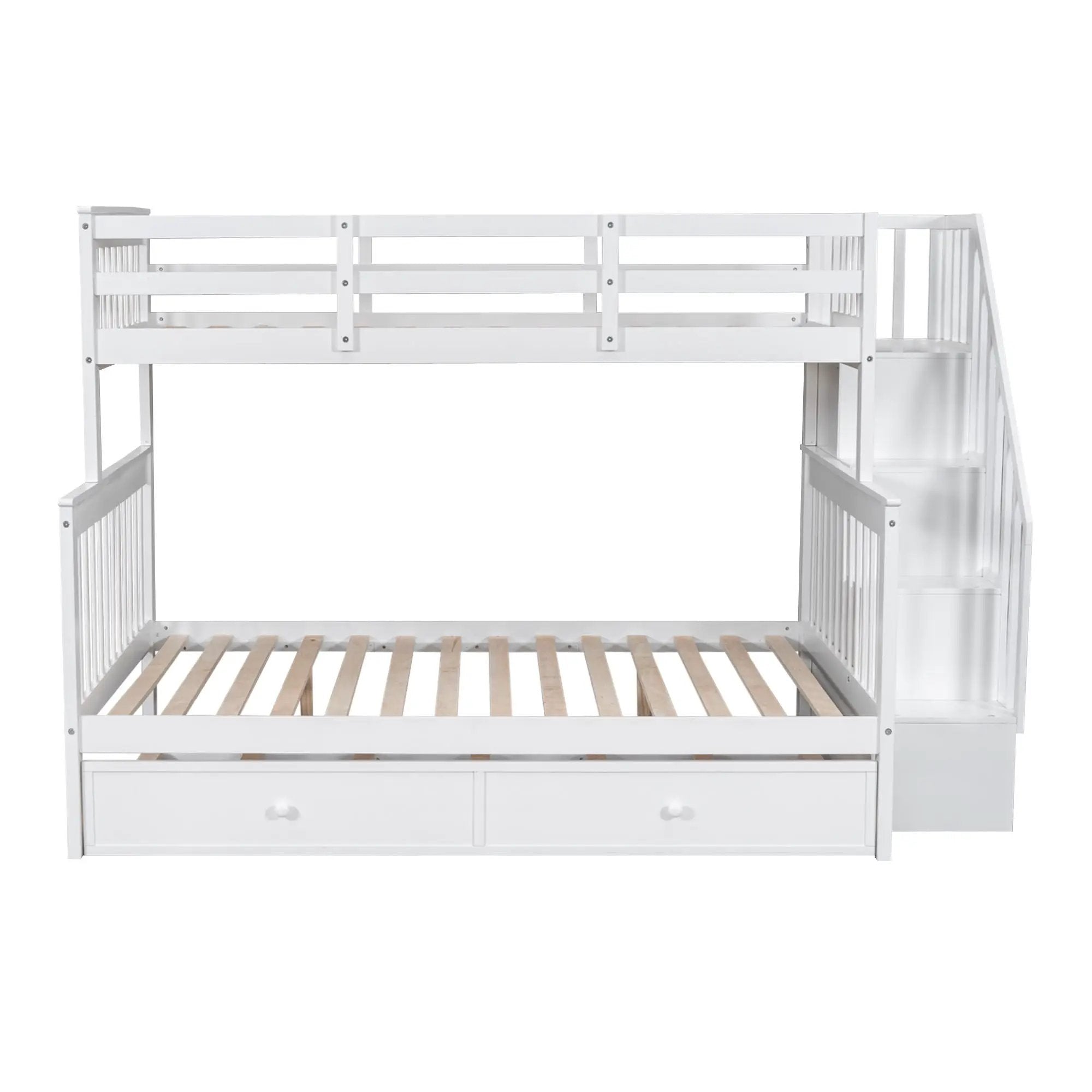Bunk Bed With Twin Size Trundle, Storage And Guard Rail For Bedroom by Unique Piece Furniture
