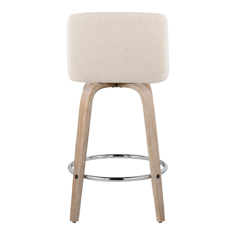 Toriano - Contemporary Fixed Height Counter Stool With Swivel & Round Footrest Modern Design (Set of 2) by Unique Piece Furniture