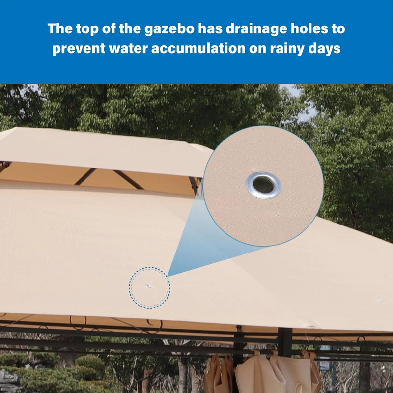 Khaki Outdoor Patio Gazebo Canopy Tent with Ventilated Double Roof by HouseOfZazla