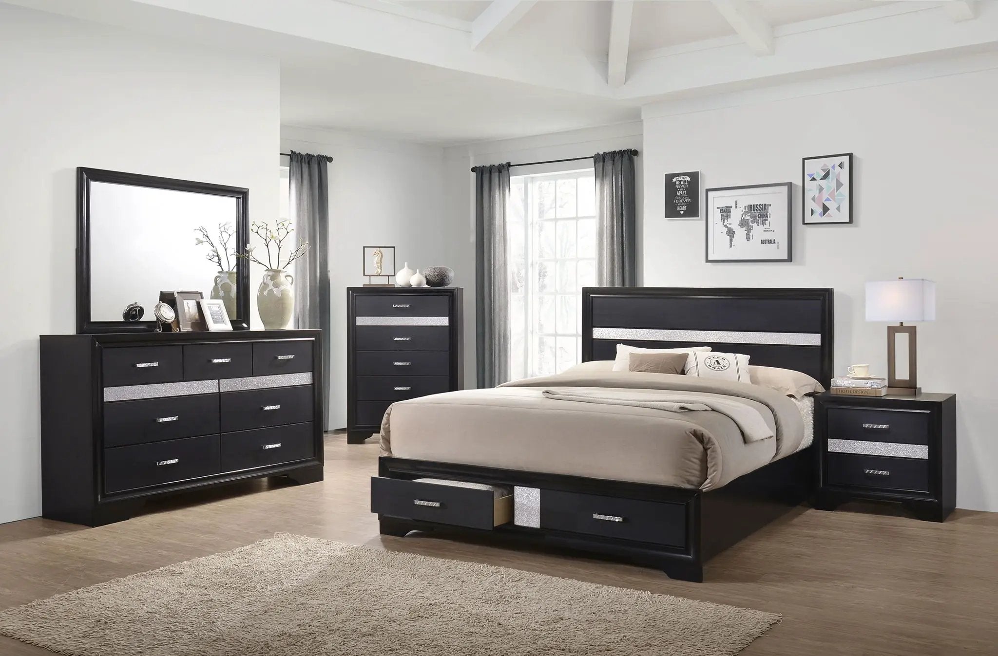 Miranda 5-piece Queen Bedroom Set Black by Unique Piece Furniture