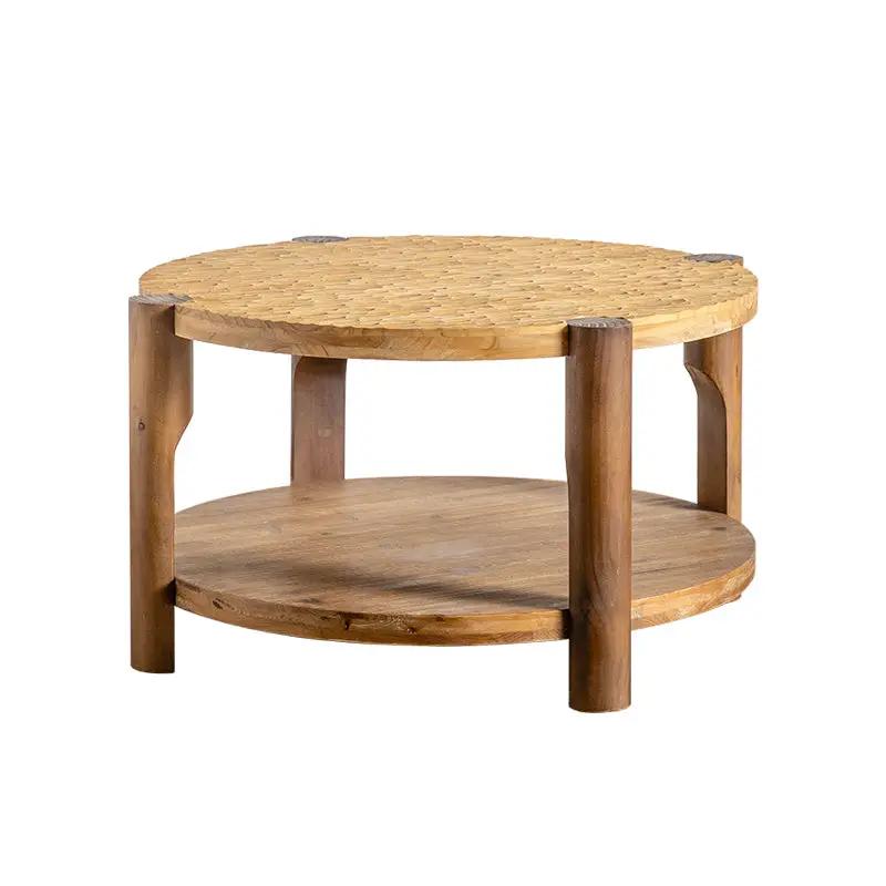 Round Coffee Table with Solid Wood for Living Room by HouseOfZazla