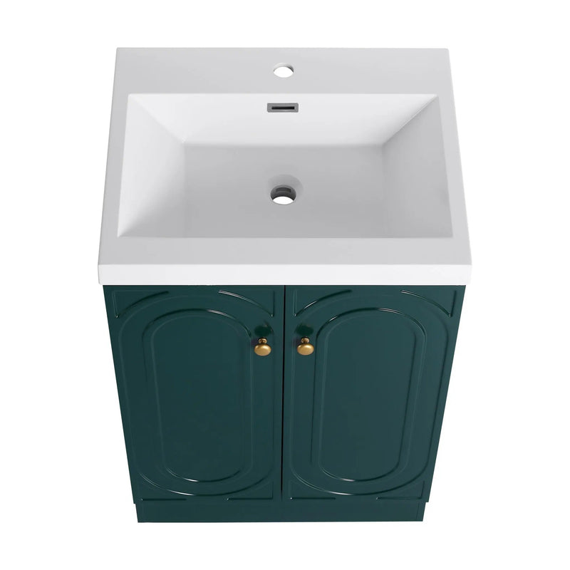 Contemporary Freestanding Bathroom Vanity With Resin Sink & Soft-Close Cabinet Doors by HouseOfZazla