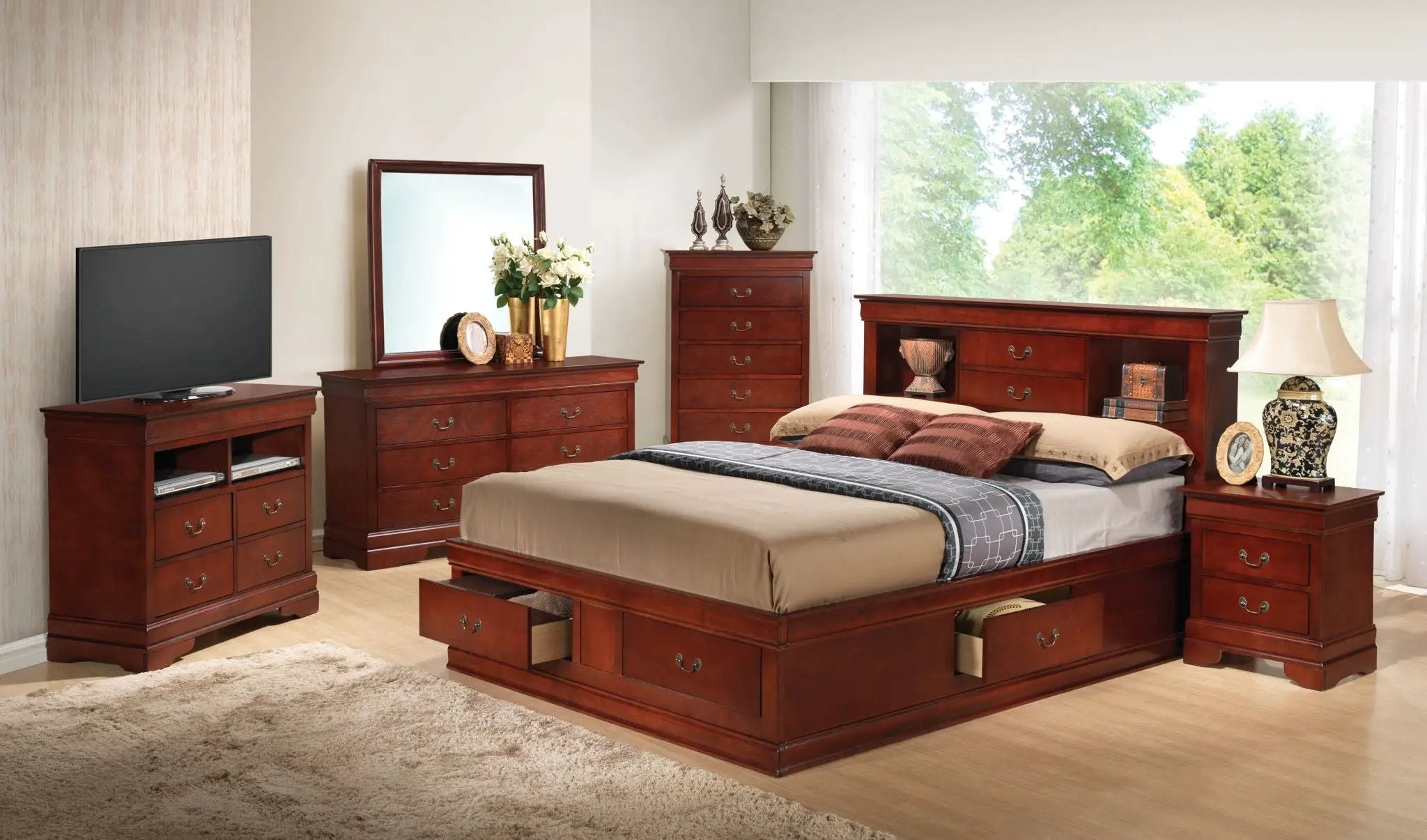 Traditional Style Bookcase Storage Bed by Unique Piece Furniture