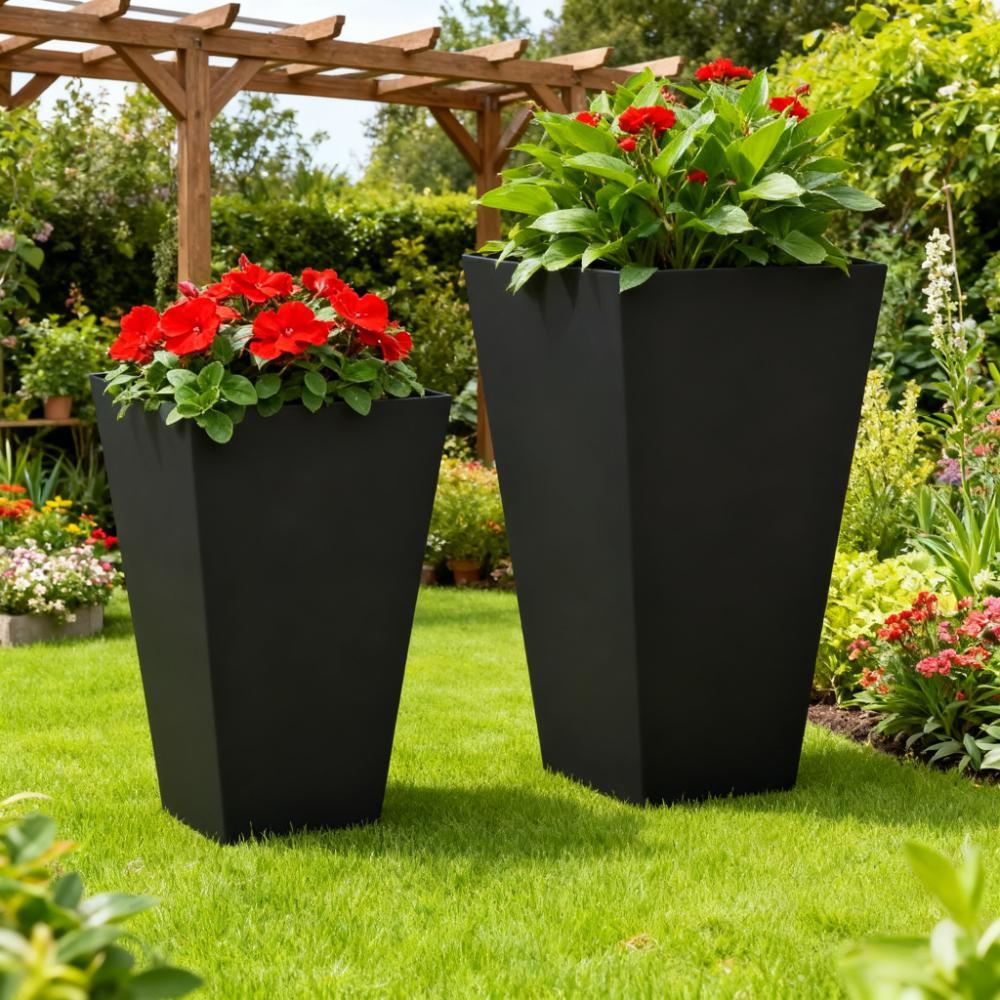 Tall Plant Pot 2-Pack Outdoor Planter Set with Drainage Holes by HouseOfZazla