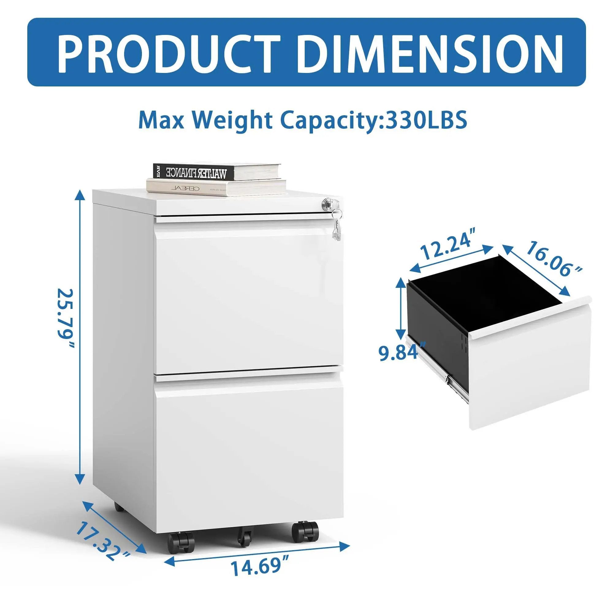 Metal Drawer Mobile File Cabinet With Lock For Home Office Organizer by Unique Piece Furniture