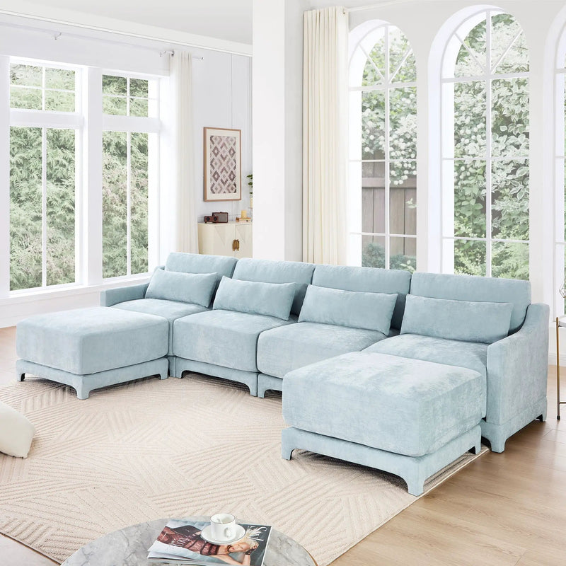 Stylish Sofa With Ottoman And Lumbar Pillows, Ergonomic Design by HouseOfZazla