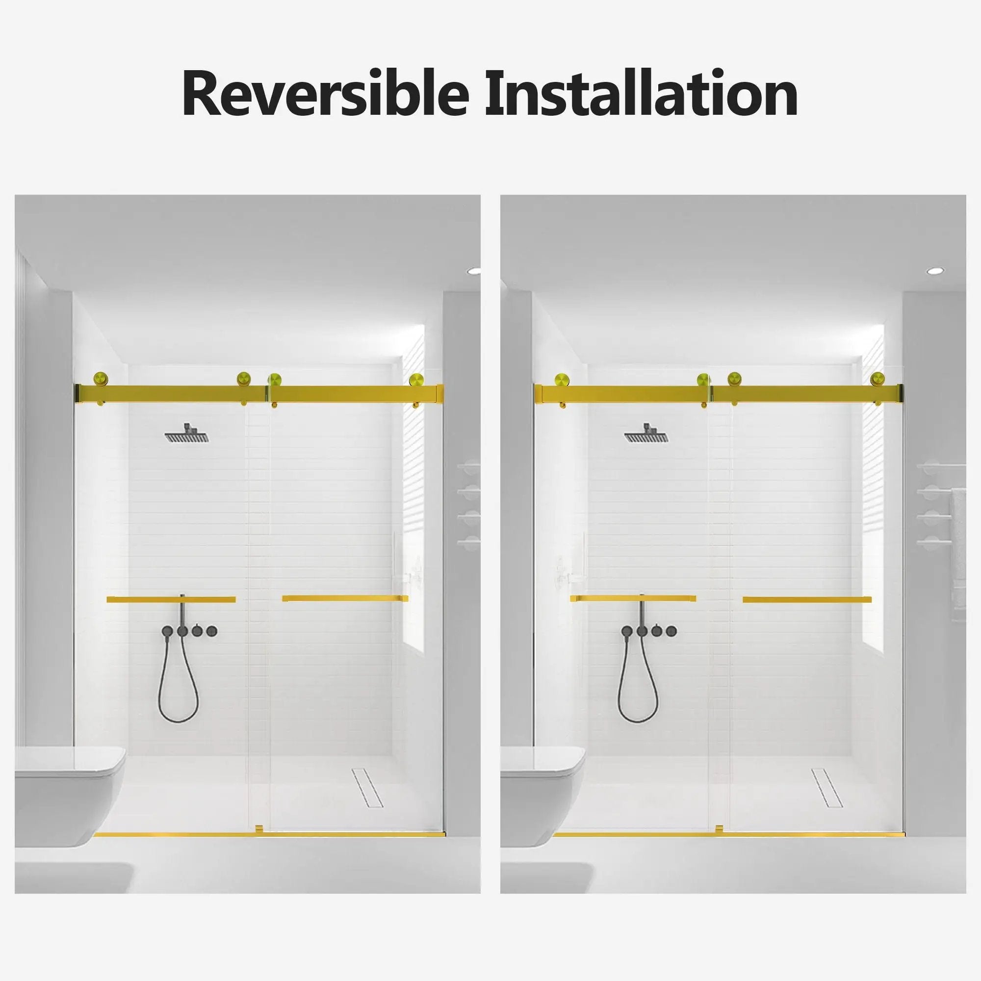 Frameless Double Sliding Soft-Close Shower Door, 3 / 8" (10Mm) Thick SGCC Tempered Glass Door, Matte by HouseOfZazla