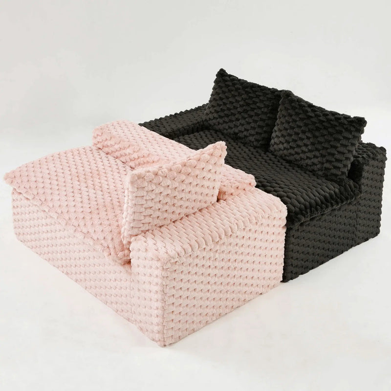 Multifunctional Sofa Pink Black, Fits 4 People by Unique Piece Furniture