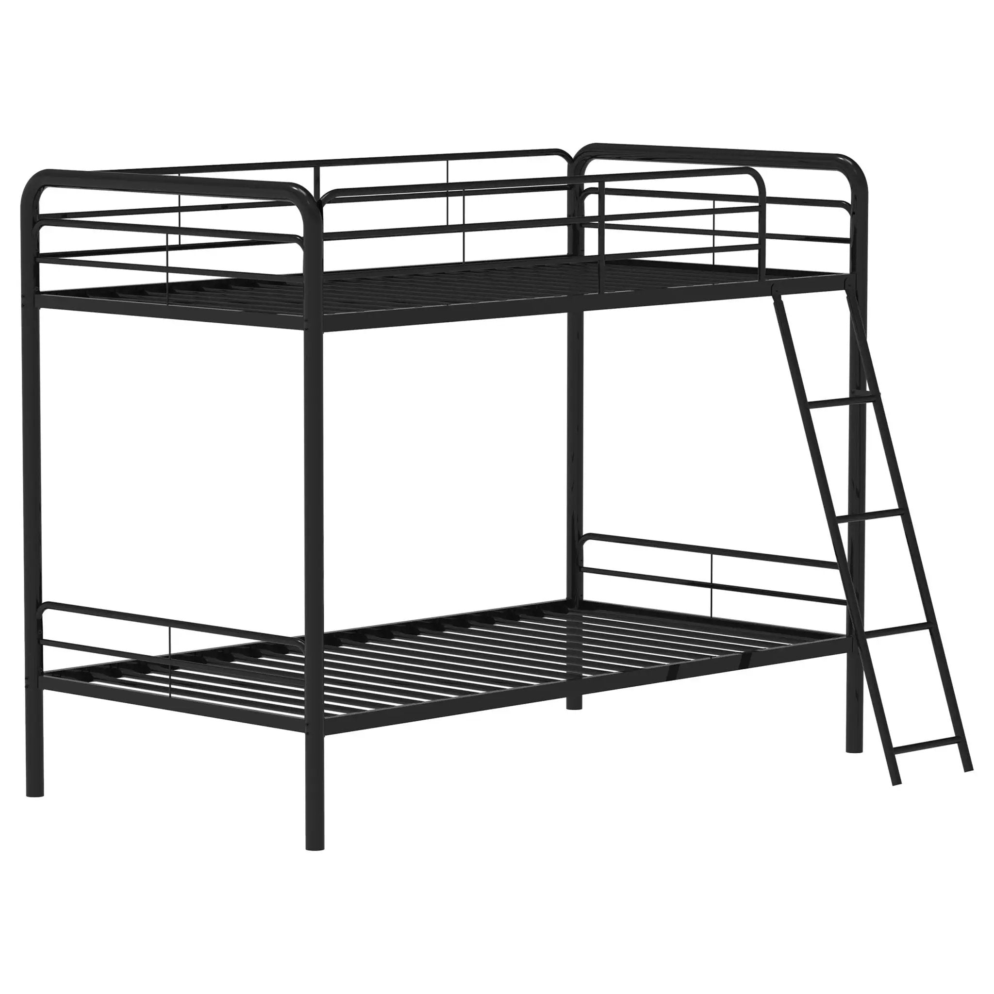 Carson Metal Twin Over Twin Bunk Bed Glossy Black by Unique Piece Furniture