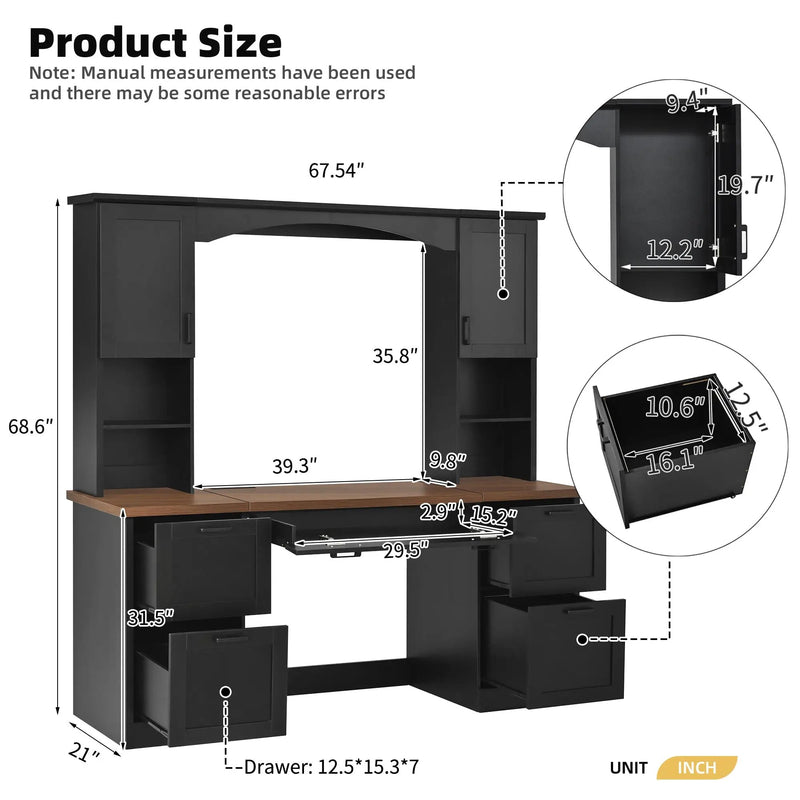ON-Trend Farmhouse Arched Computer Desk with Hutch by HouseOfZazla