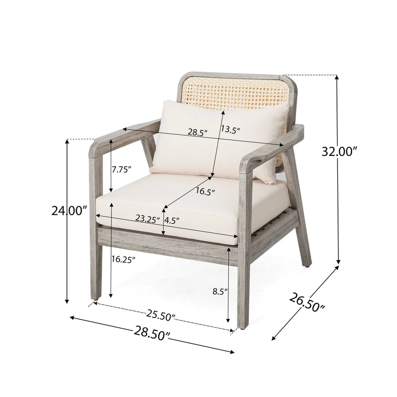 (Set of 2) Outdoor Acacia Wood Patio Club Chairs with Cushions by HouseOfZazla