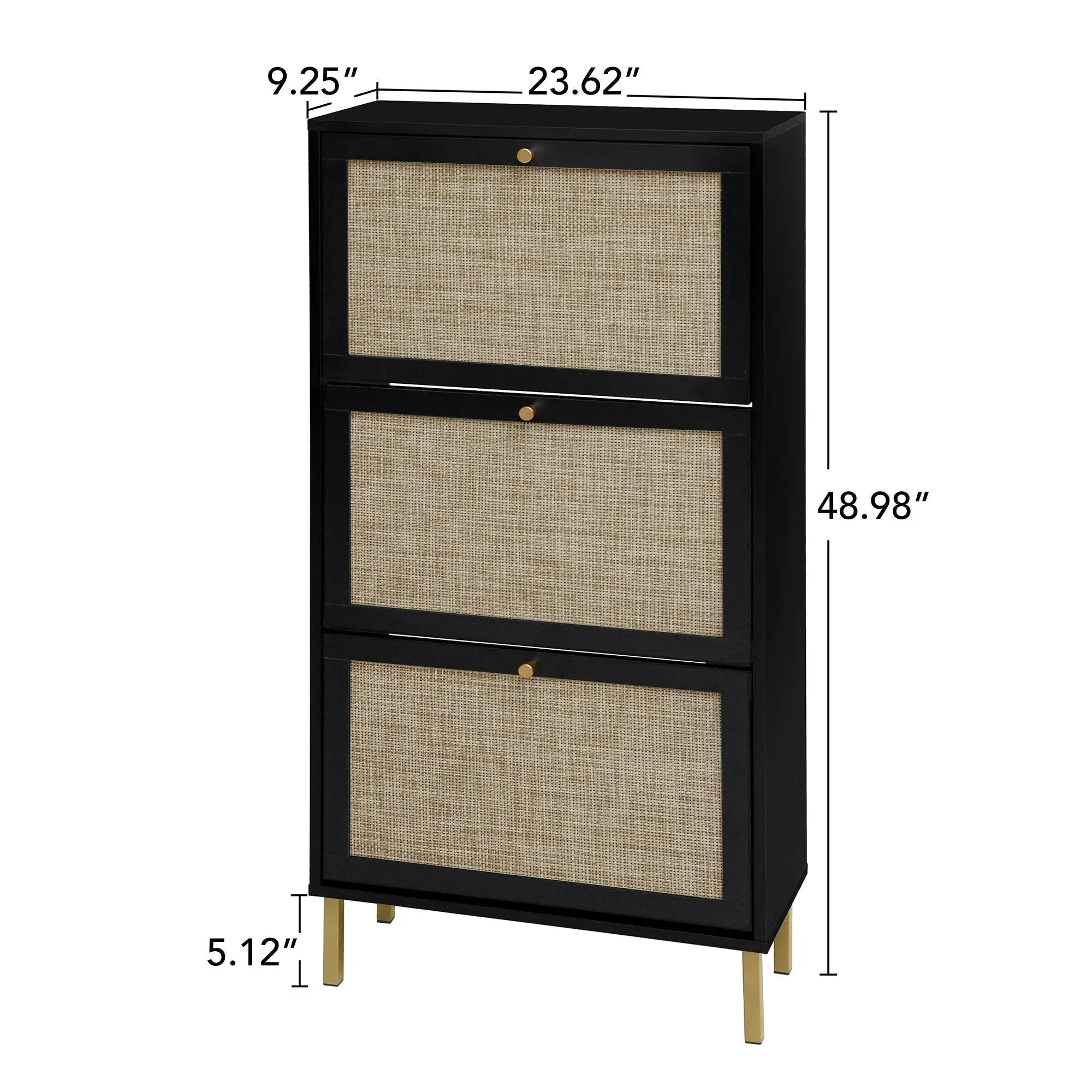 Modern Rattan 3 Door Shoe Rack Cabinet for Entryway by HouseOfZazla