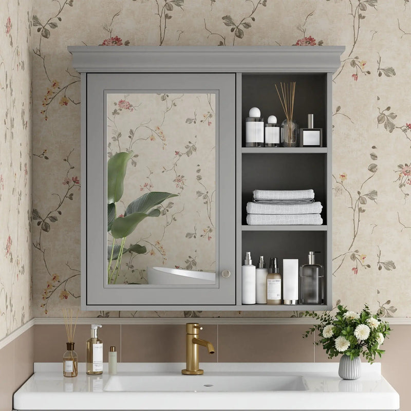 Wall Mounted Bathroom Medicine Cabinet with Mirror and Adjustable Storage by HouseOfZazla