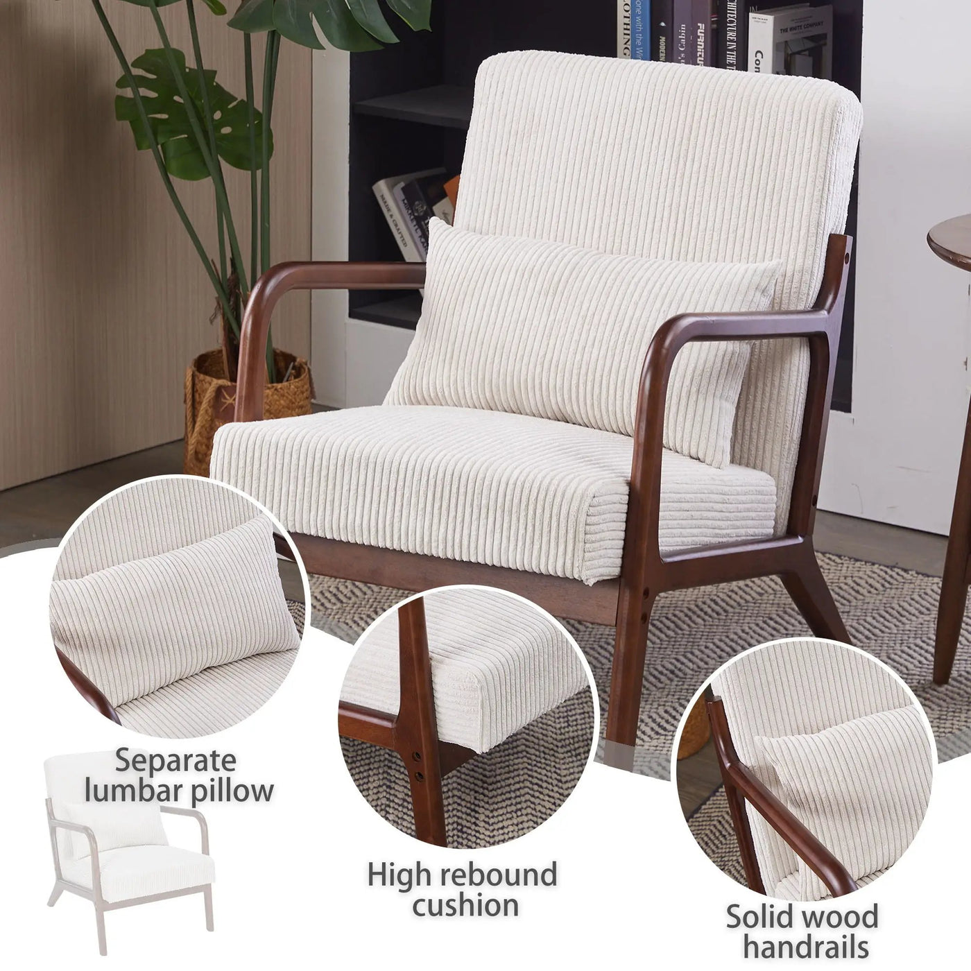 Accent Chair With Pillow And Wood Frame by Unique Piece Furniture