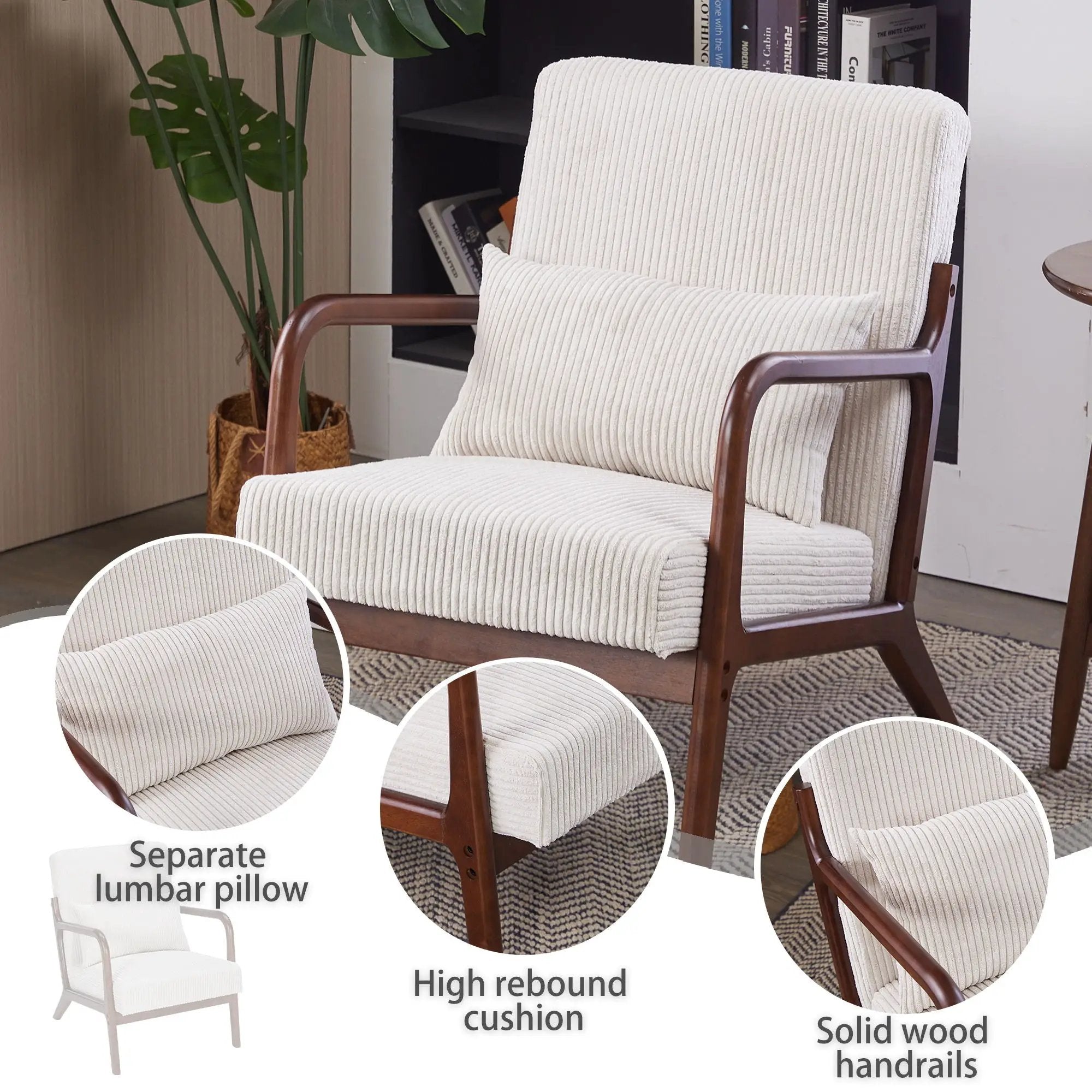 Accent Chair With Pillow And Wood Frame by Unique Piece Furniture