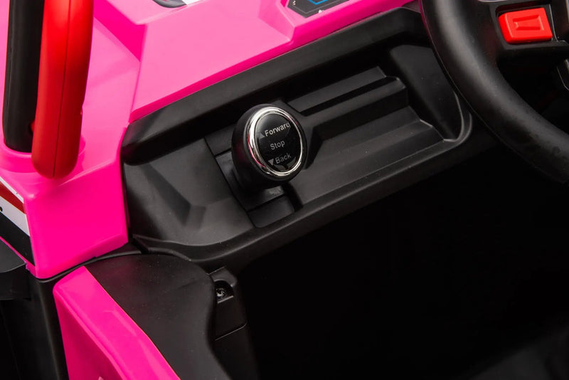 12V7A*1 30W*4 Four-Wheel Drive Seat One Button Start, Forward And Backward, High And Low Speed, Music, Front Light, Power Display, Two Doors Can Open, 2.4G R / C, Seat Belt Four Wheel Absorber by HouseOfZazla