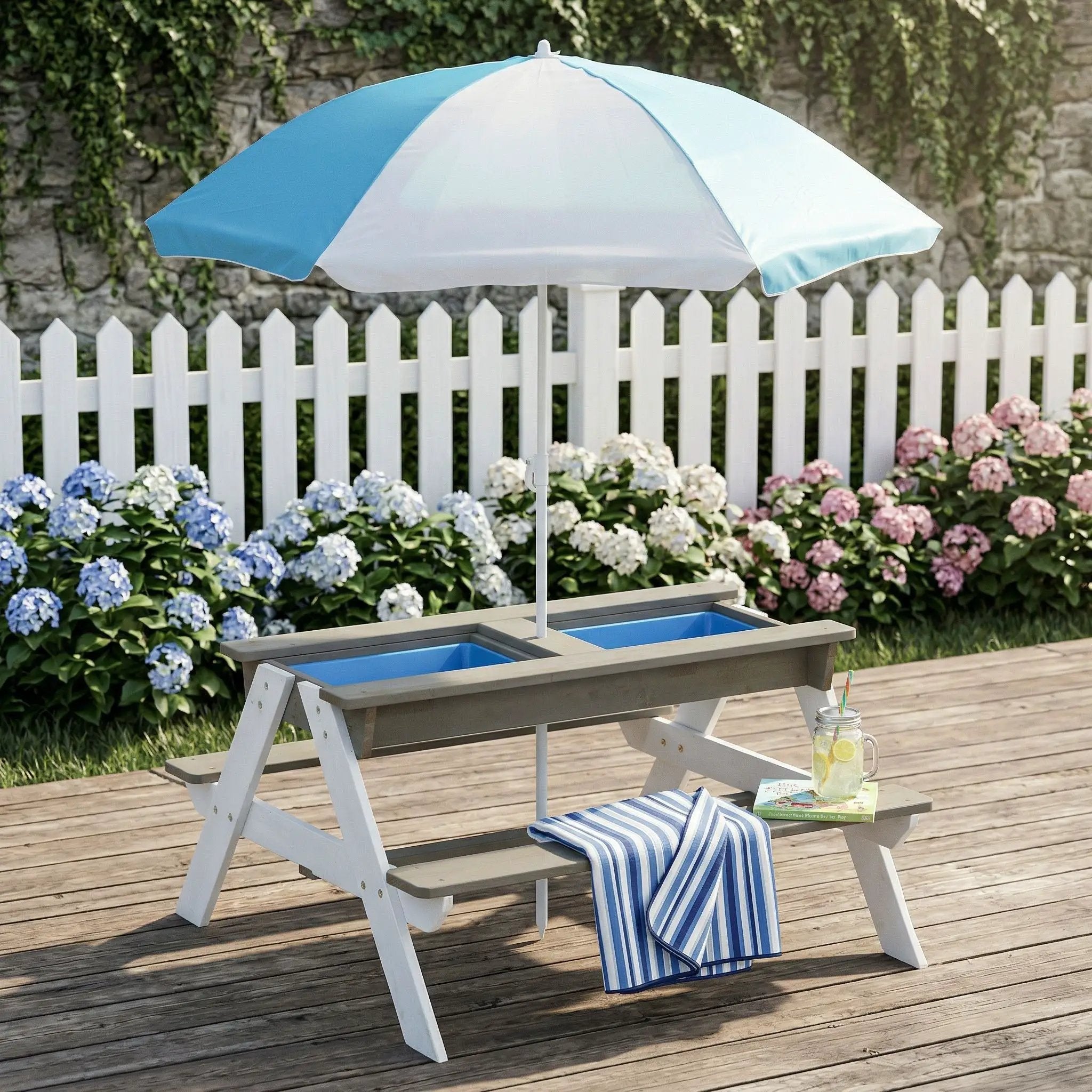 Kids Picnic Table With Sand And Water Table Conversion by Unique Piece Furniture