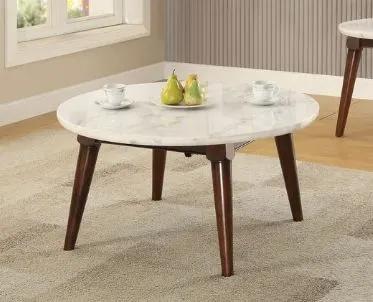 Gasha - Coffee Table - White Marble / Walnut by Unique Piece Furniture