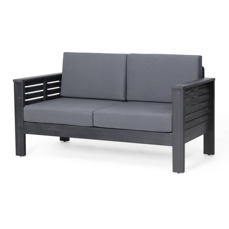 Acacia Wood Loveseat And Coffee Table Set With Cushions by HouseOfZazla