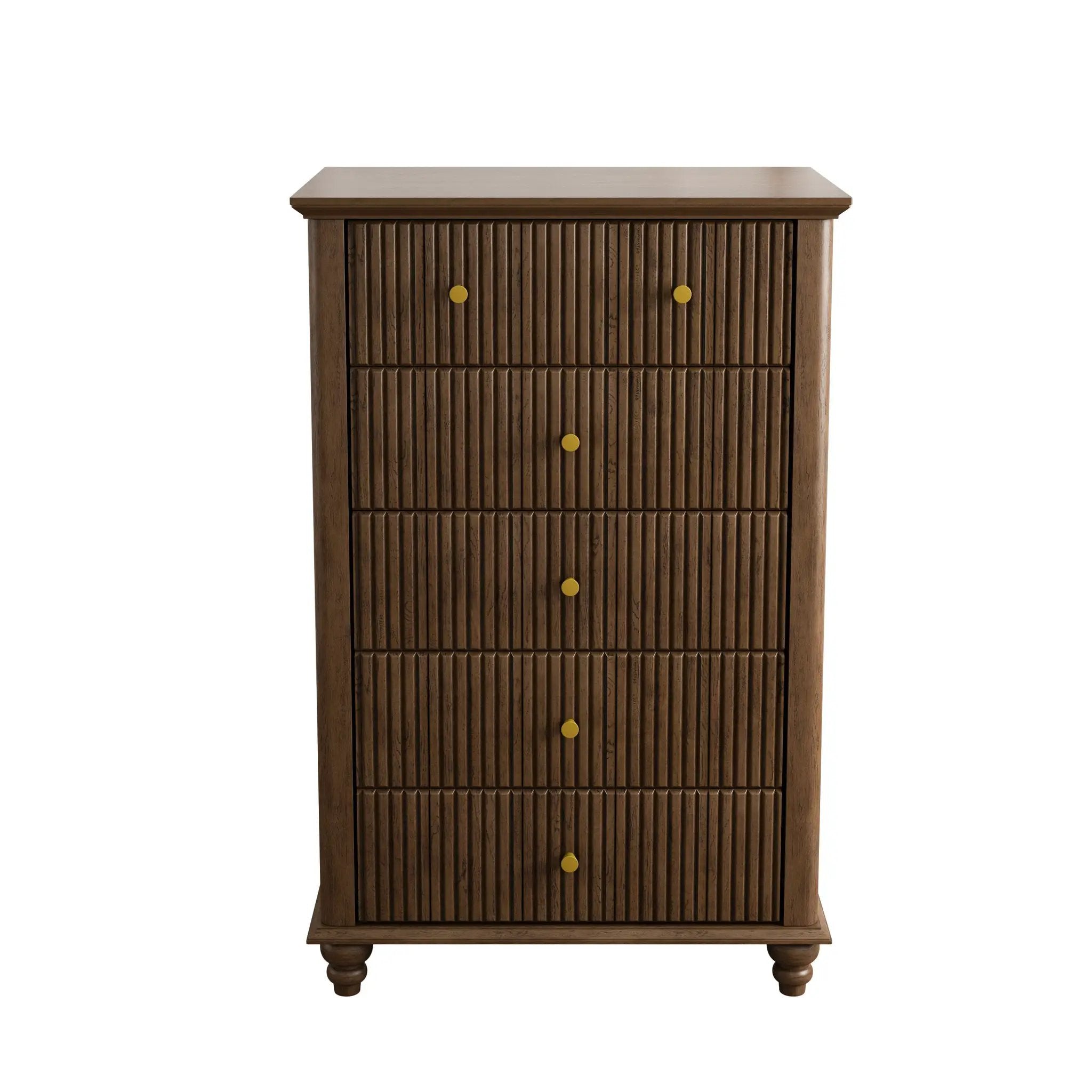 Fluted 5 Drawer Dresser, 45 Inch Tall Modern Chest of Drawers by HouseOfZazla