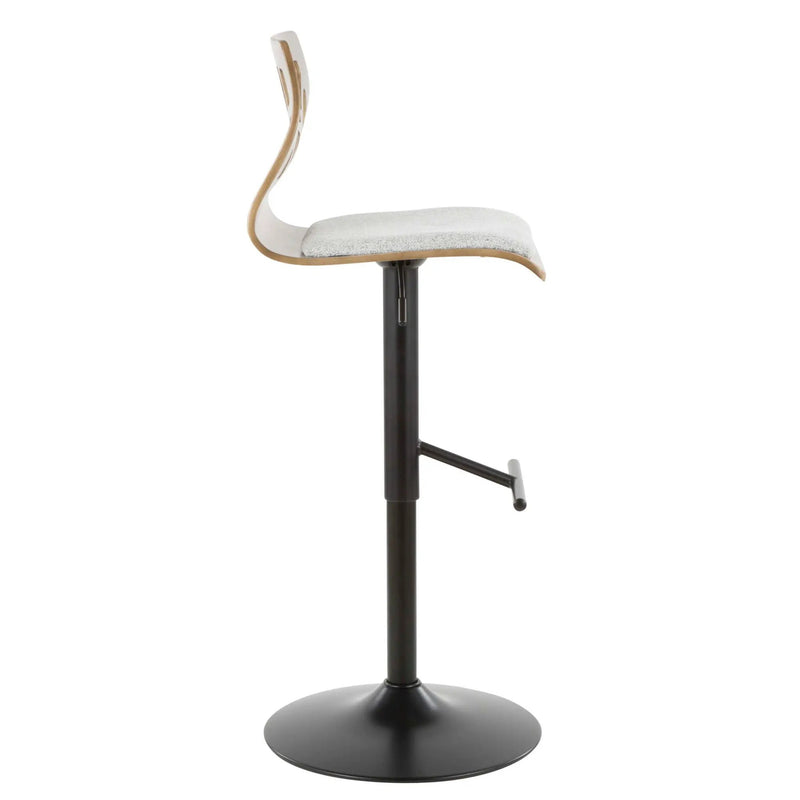 Folia - Mid Century Modern Adjustable Barstool With Swivel With Straight T Footrest (Set of 3) by Unique Piece Furniture