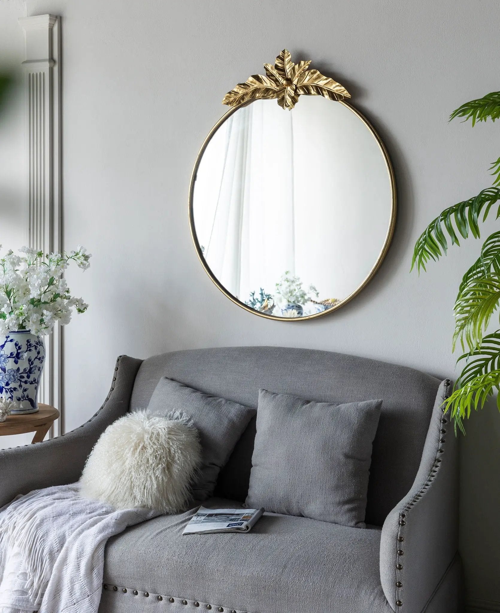 Large Round Wall Mirror With Metal Frame, Circle Accent Mirror For Living Room Bedroom Entryway - Gold by Unique Piece Furniture