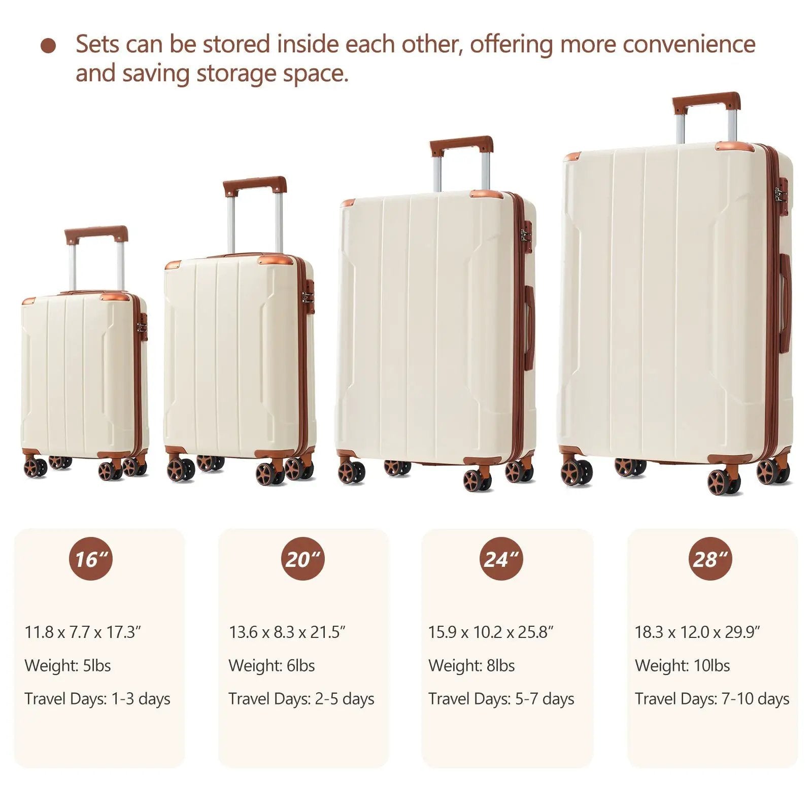 Brown & White 6-Piece Expandable Hardshell Luggage Set by HouseOfZazla