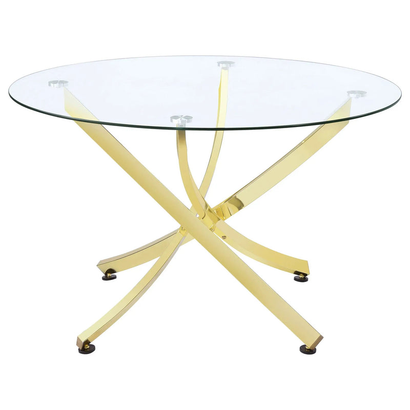 Beckham Round 46-inch Glass Top Dining Table Brass by Unique Piece Furniture
