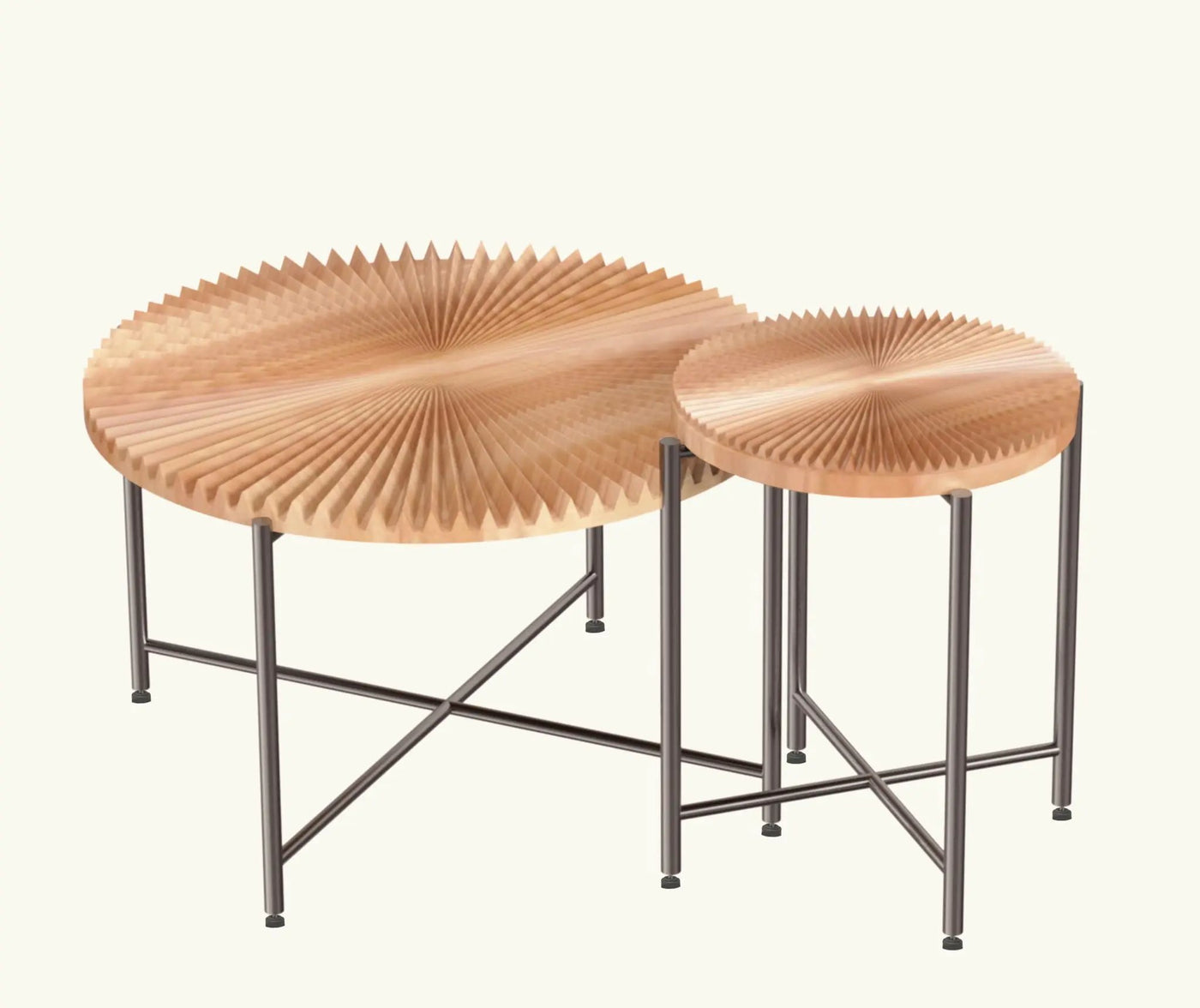 Radial - Pattern Coffee And End Table Set Waterproof Cover, Distressed Cylindrical Design (Set of 2) by Unique Piece Furniture