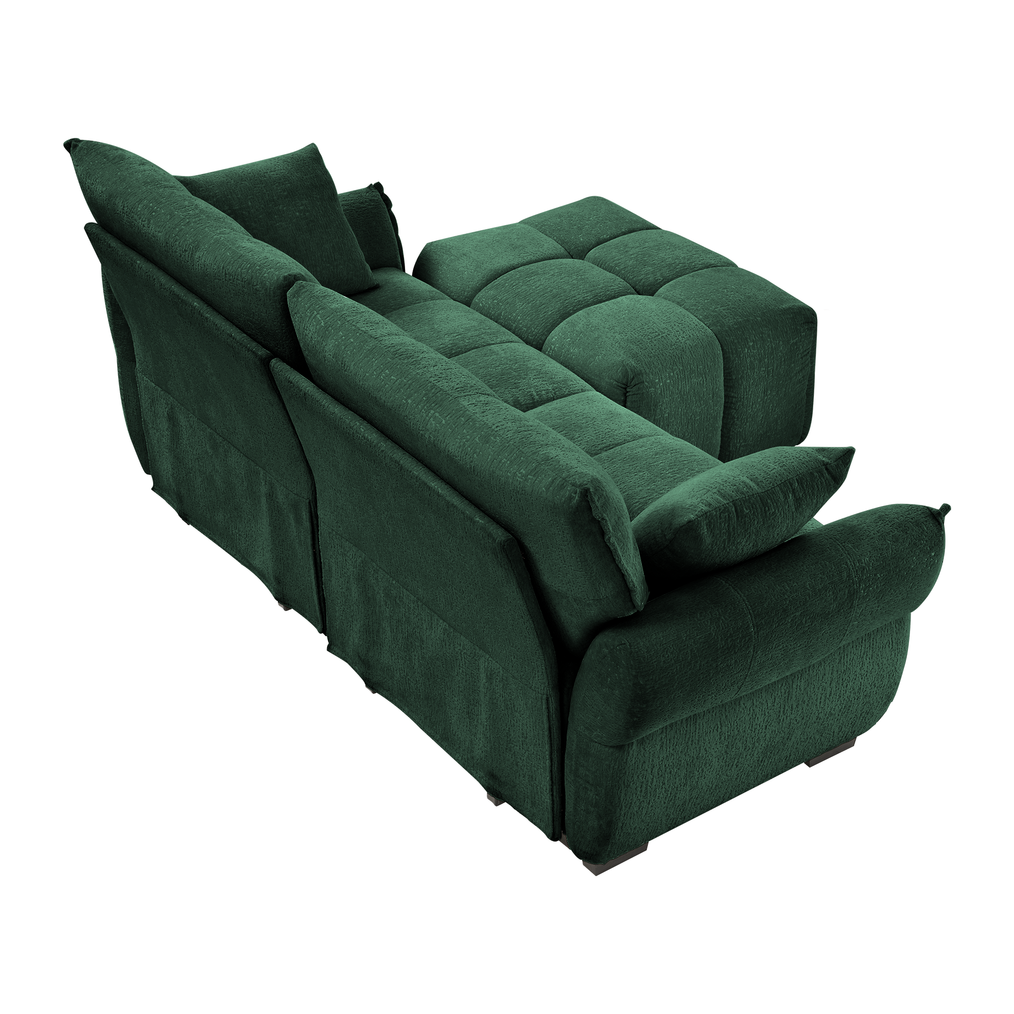 Modern Chenille Fabric 2-Seater Sofa With Ottoman by HouseOfZazla