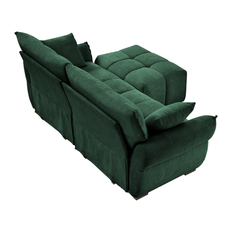 Modern Chenille Fabric 2-Seater Sofa With Ottoman by HouseOfZazla