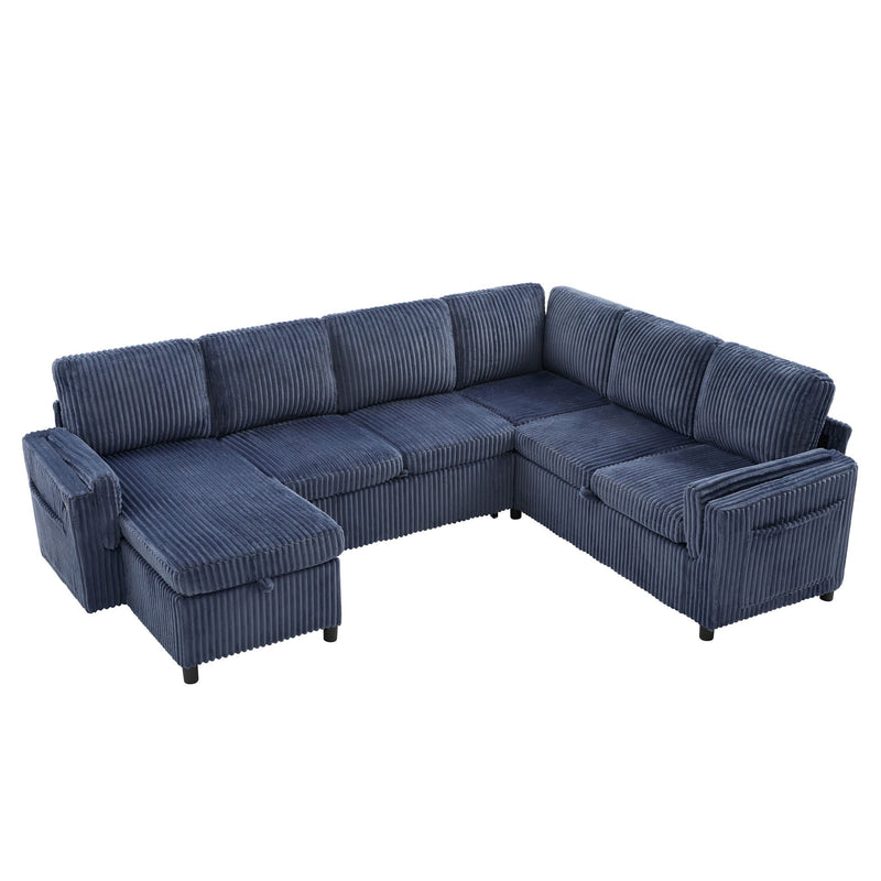 Convertible U-Shaped Sectional Sofa Bed With USB Ports And Storage by HouseOfZazla